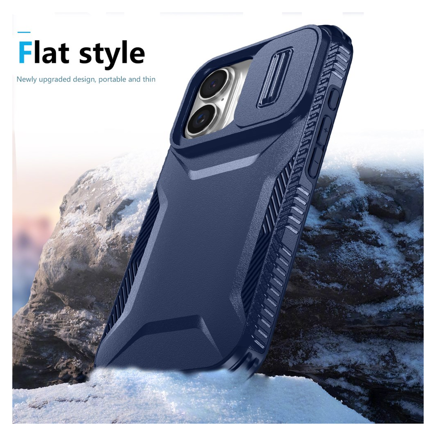 Apple iPhone 16 Hoesje Camera Slider Back Cover Schokbestendig Blauw afbeelding 6