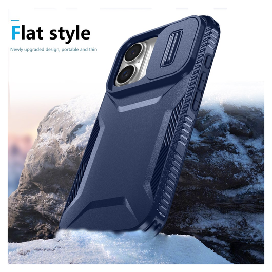 Apple iPhone 16 Hoesje Camera Slider Back Cover Schokbestendig Blauw afbeelding 6
