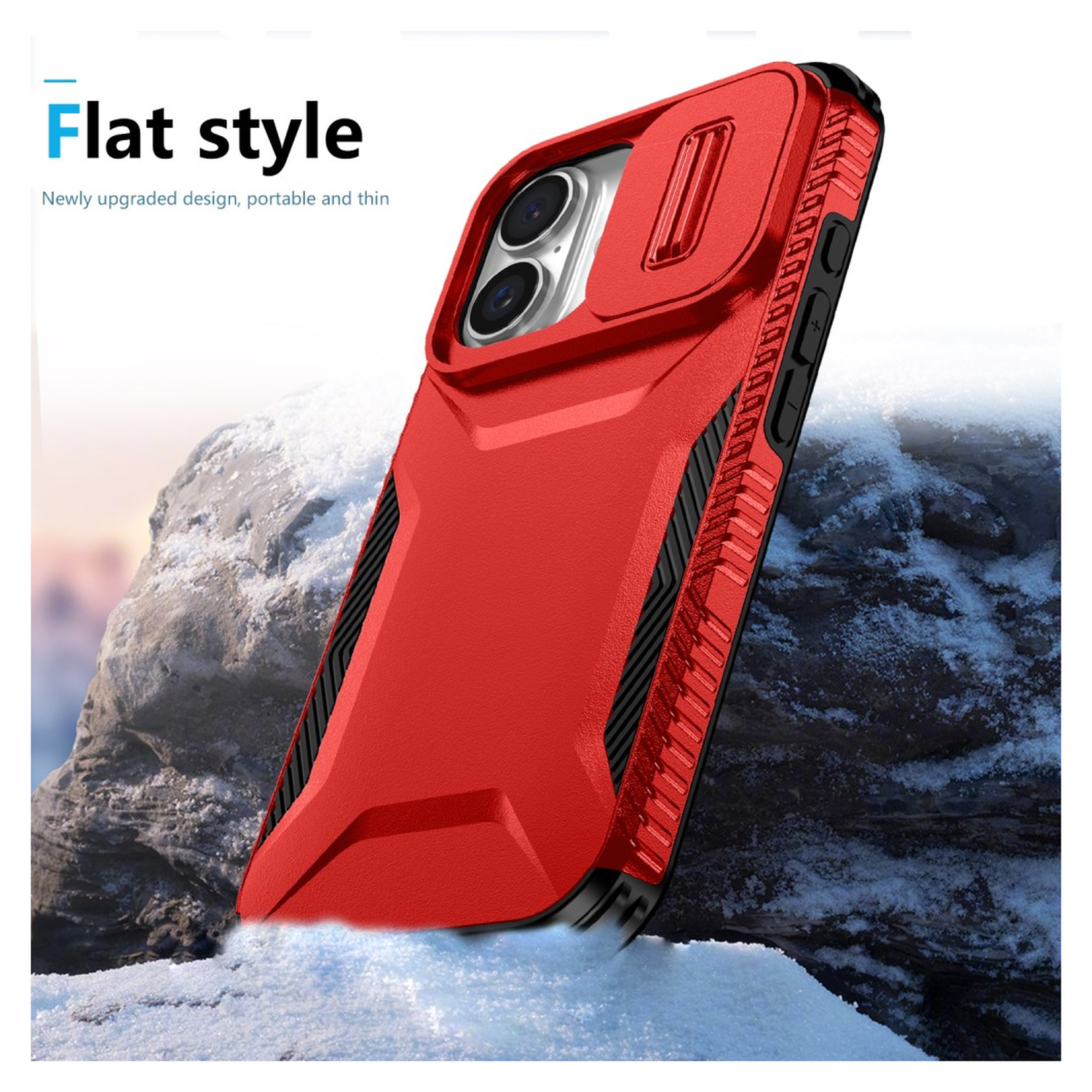 Apple iPhone 16 Hoesje Camera Slider Back Cover Schokbestendig Rood afbeelding 8