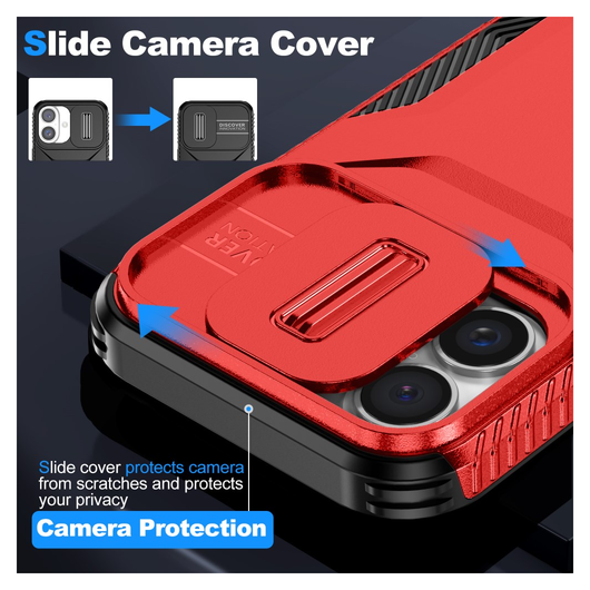 Apple iPhone 16 Hoesje Camera Slider Back Cover Schokbestendig Rood afbeelding 4