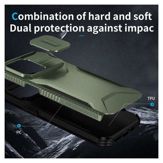 Apple iPhone 15 Pro Hoesje Camera Slider Back Cover Schokbestendig Groen afbeelding 7