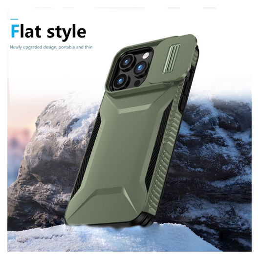 Apple iPhone 15 Pro Hoesje Camera Slider Back Cover Schokbestendig Groen afbeelding 6