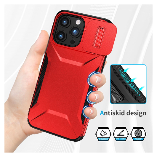 Apple iPhone 15 Pro Hoesje Camera Slider Back Cover Schokbestendig Rood afbeelding 5