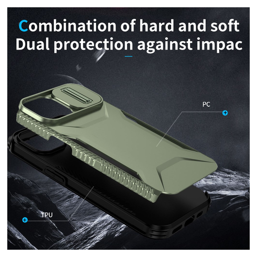 Apple iPhone 15 Hoesje Camera Slider Back Cover Schokbestendig Groen afbeelding 5