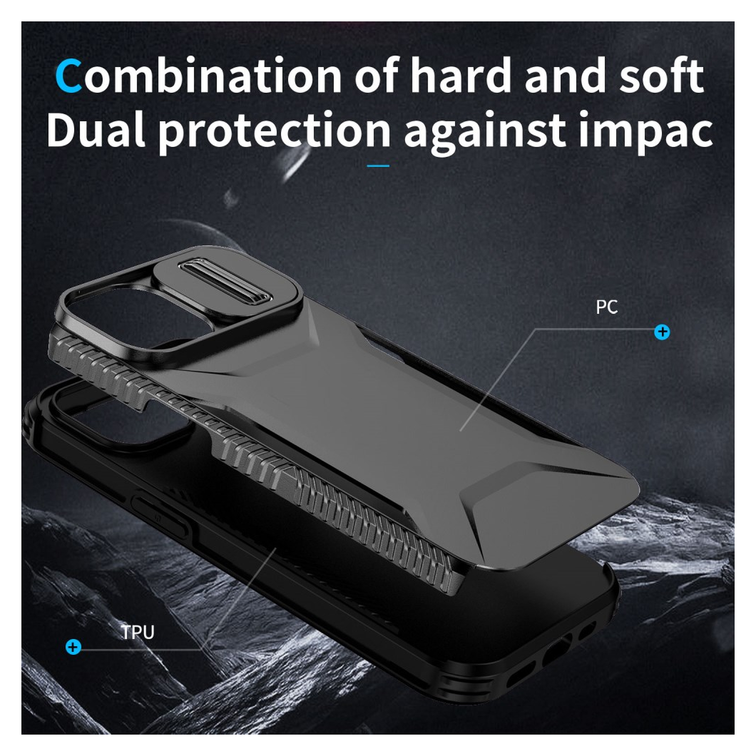 Apple iPhone 15 Hoesje Camera Slider Back Cover Schokbestendig Zwart afbeelding 10