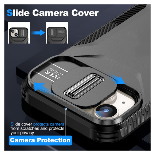 Apple iPhone 15 Hoesje Camera Slider Back Cover Schokbestendig Zwart afbeelding 6