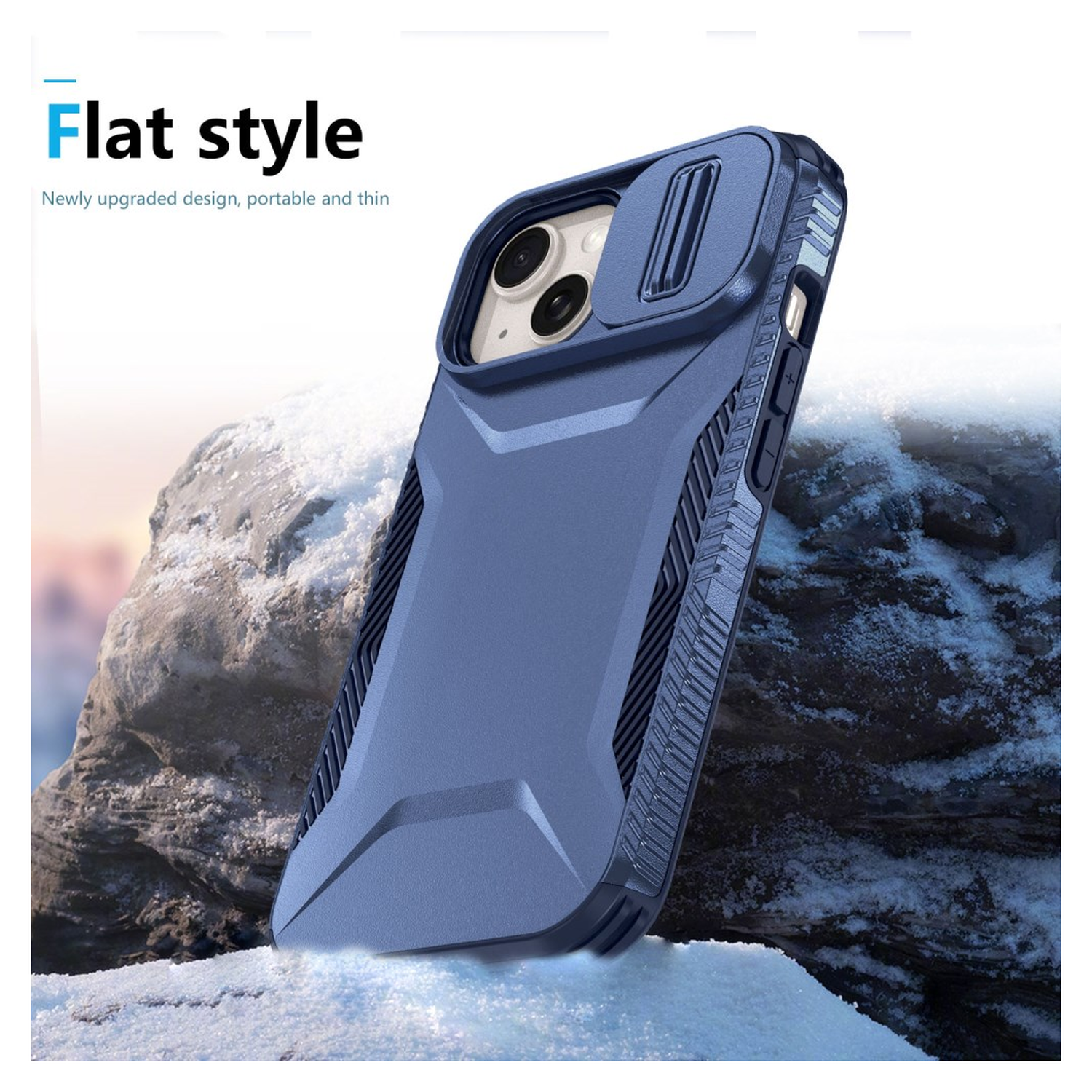 Apple iPhone 15 Hoesje Camera Slider Back Cover Schokbestendig Blauw afbeelding 7