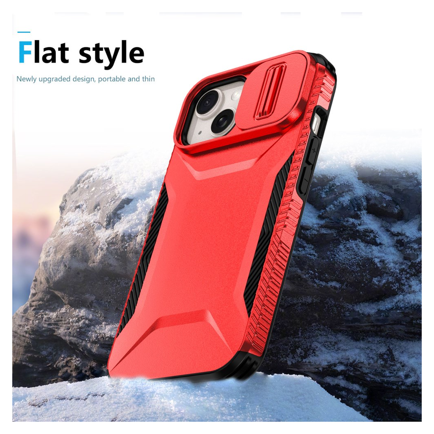 Apple iPhone 15 Hoesje Camera Slider Back Cover Schokbestendig Rood afbeelding 6