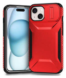 Apple iPhone 15 Hoesje Camera Slider Back Cover Schokbestendig Rood