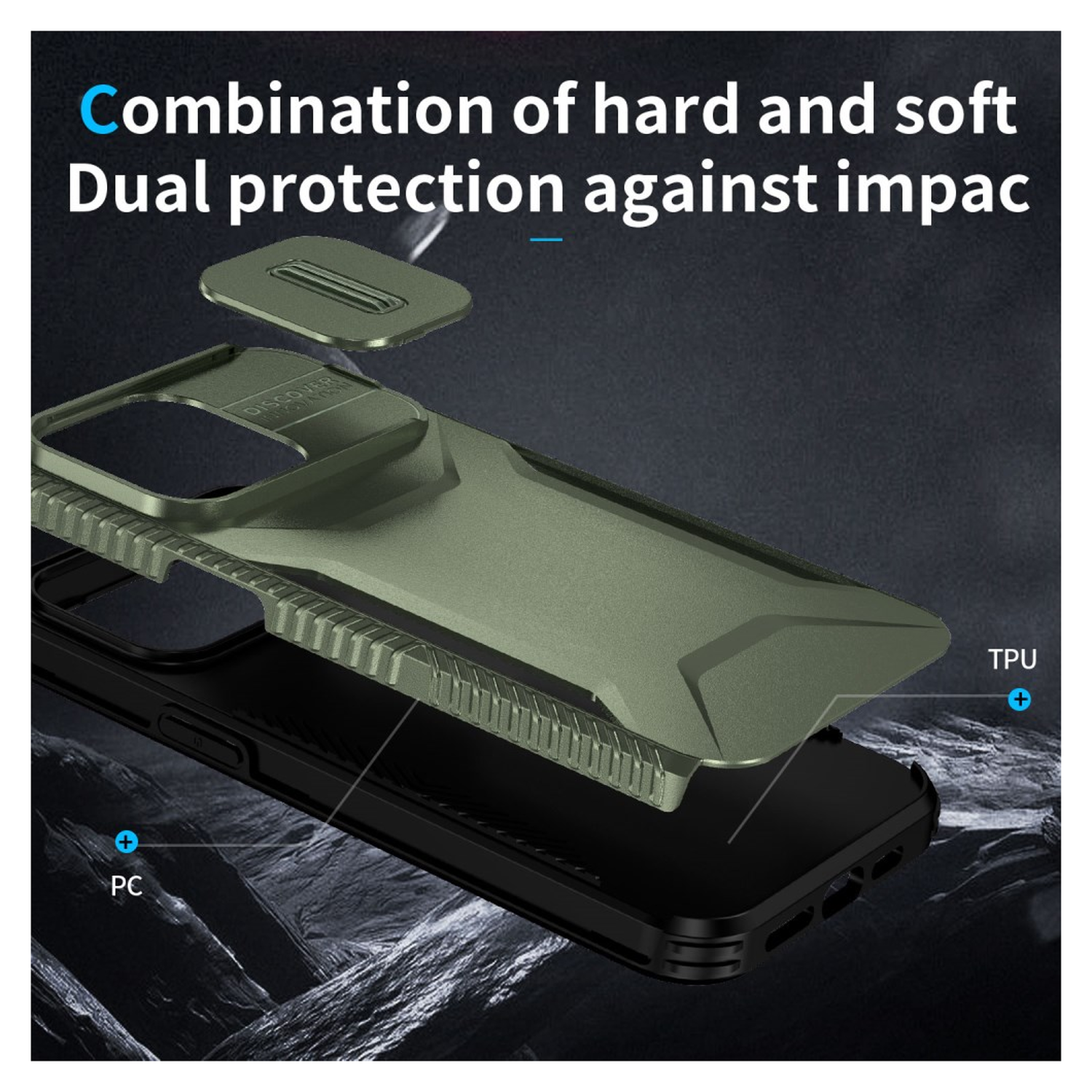 Apple iPhone 15 Pro Max Hoesje Camera Slider Back Cover Schokbestendig Groen afbeelding 10