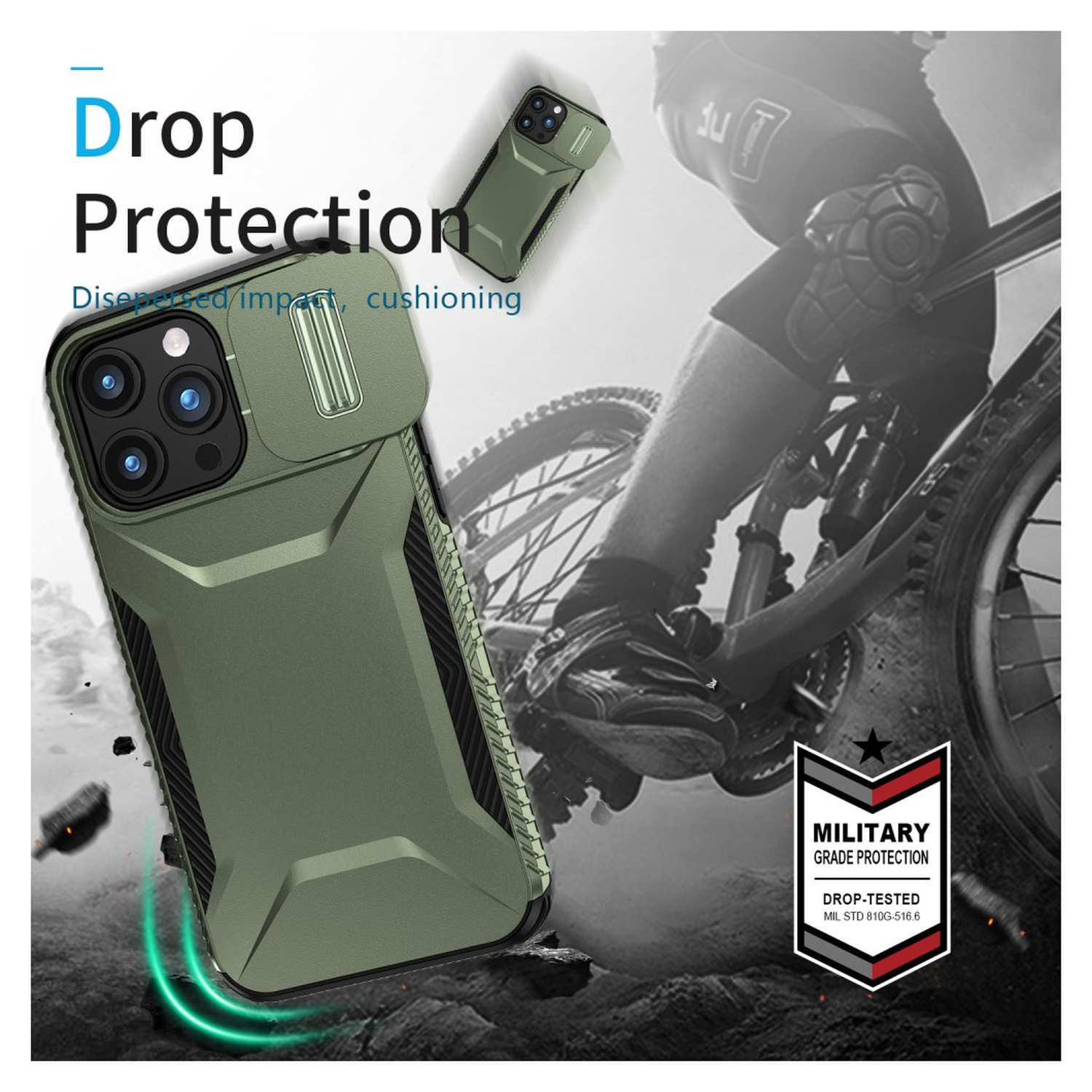 Apple iPhone 15 Pro Max Hoesje Camera Slider Back Cover Schokbestendig Groen afbeelding 5