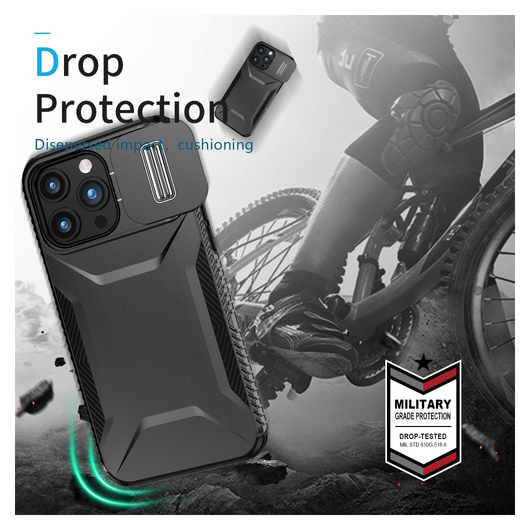 Apple iPhone 15 Pro Max Hoesje Camera Slider Back Cover Schokbestendig Zwart afbeelding 5