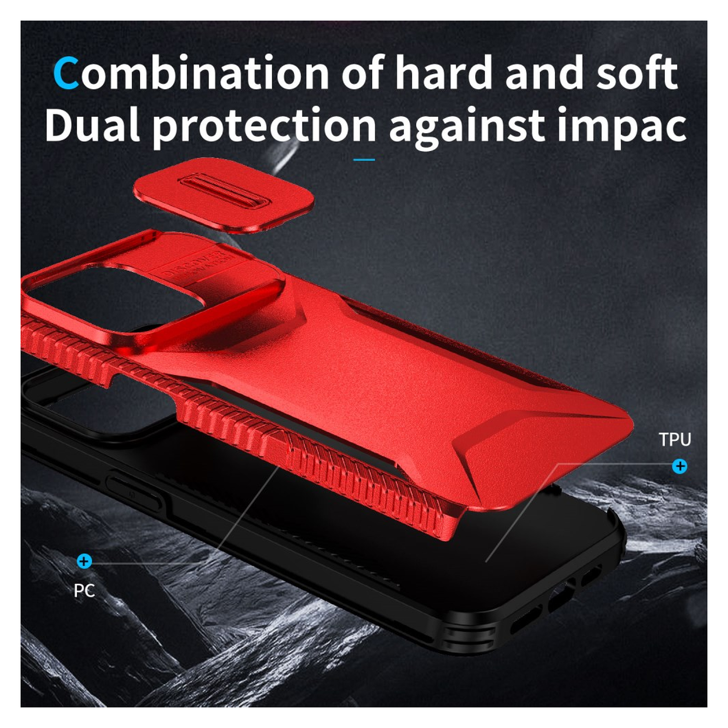 Apple iPhone 15 Pro Max Hoesje Camera Slider Back Cover Schokbestendig Rood afbeelding 10