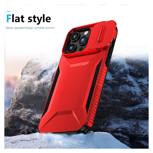 Apple iPhone 15 Pro Max Hoesje Camera Slider Back Cover Schokbestendig Rood afbeelding 8