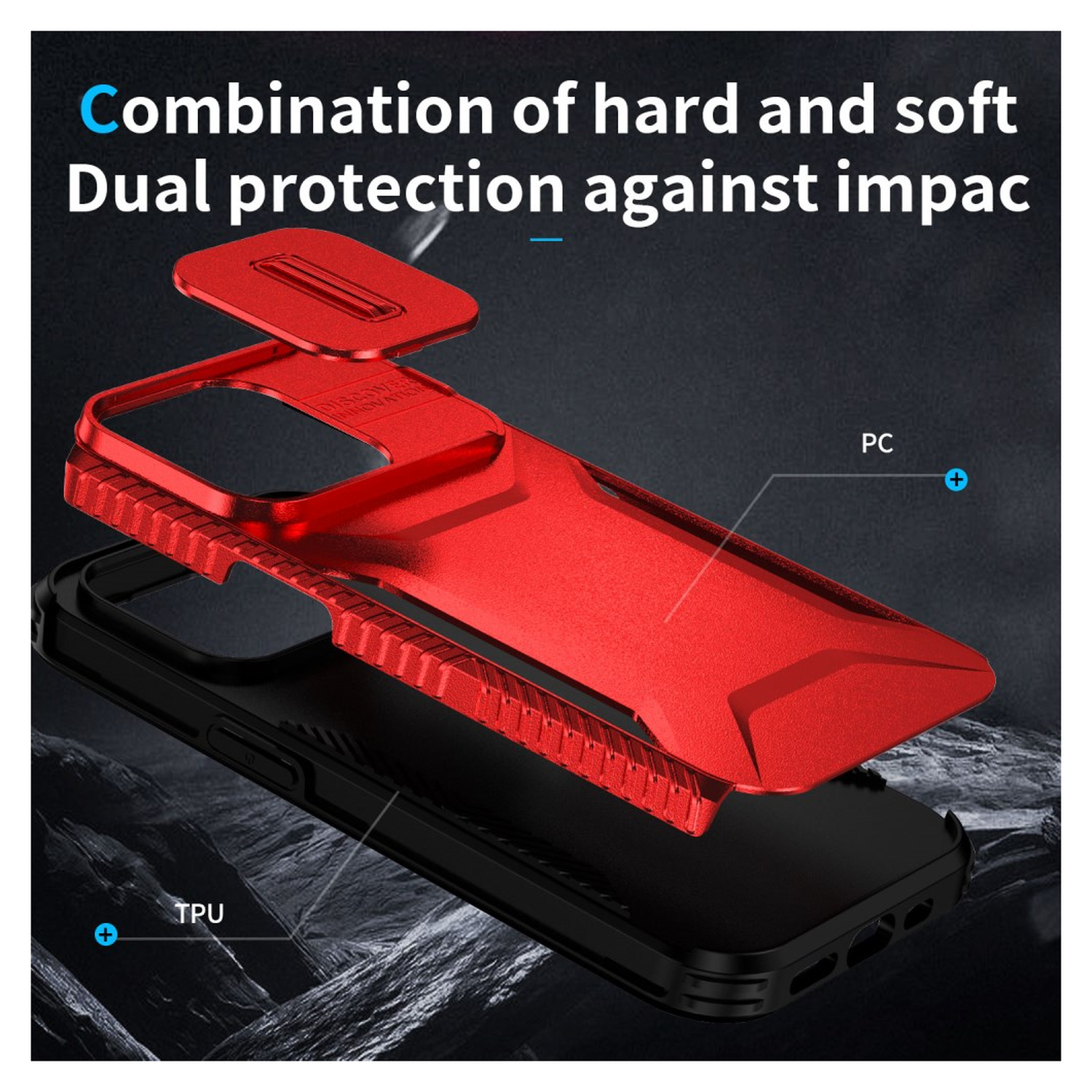 iPhone 14 Pro Hoesje Camera Slider Back Cover Schokbestendig Rood afbeelding 6