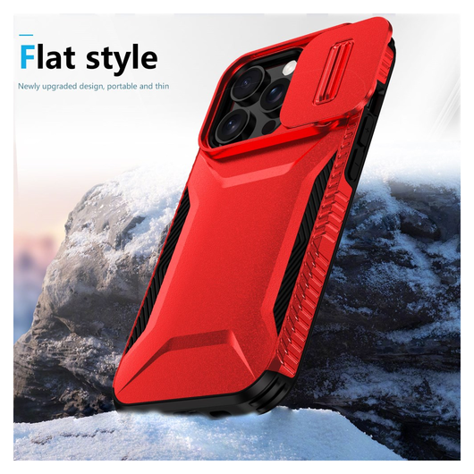 iPhone 14 Pro Hoesje Camera Slider Back Cover Schokbestendig Rood afbeelding 5