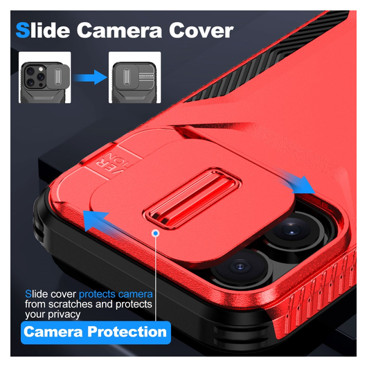 iPhone 14 Pro Hoesje Camera Slider Back Cover Schokbestendig Rood afbeelding 7