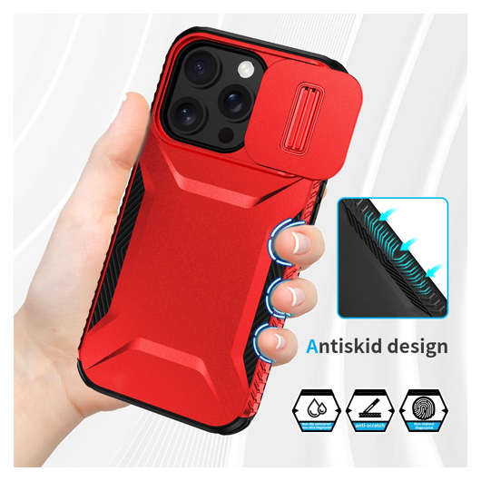 iPhone 14 Pro Hoesje Camera Slider Back Cover Schokbestendig Rood afbeelding 8