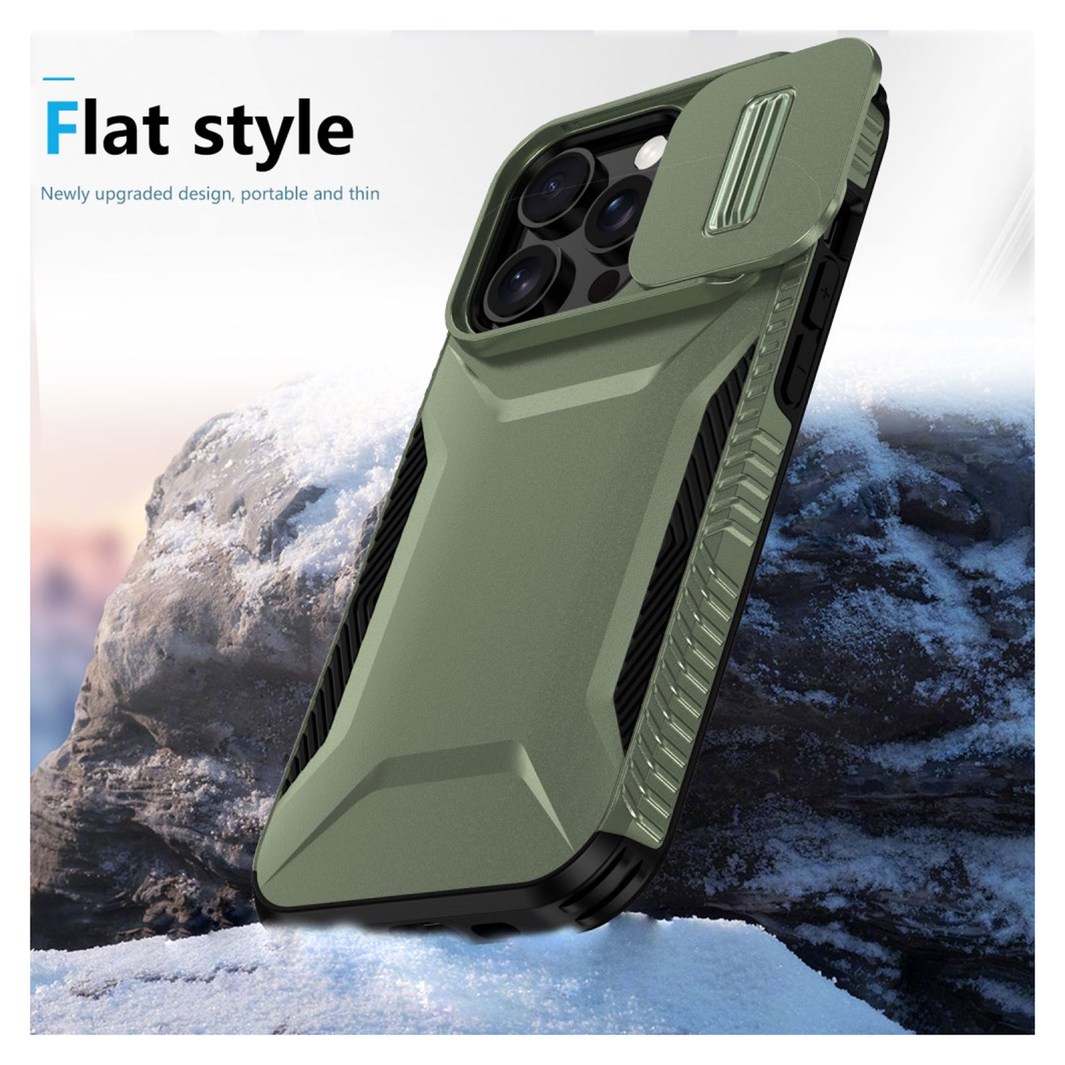 iPhone 14 Pro Max Hoesje Camera Slider Back Cover Schokbestendig Groen afbeelding 3