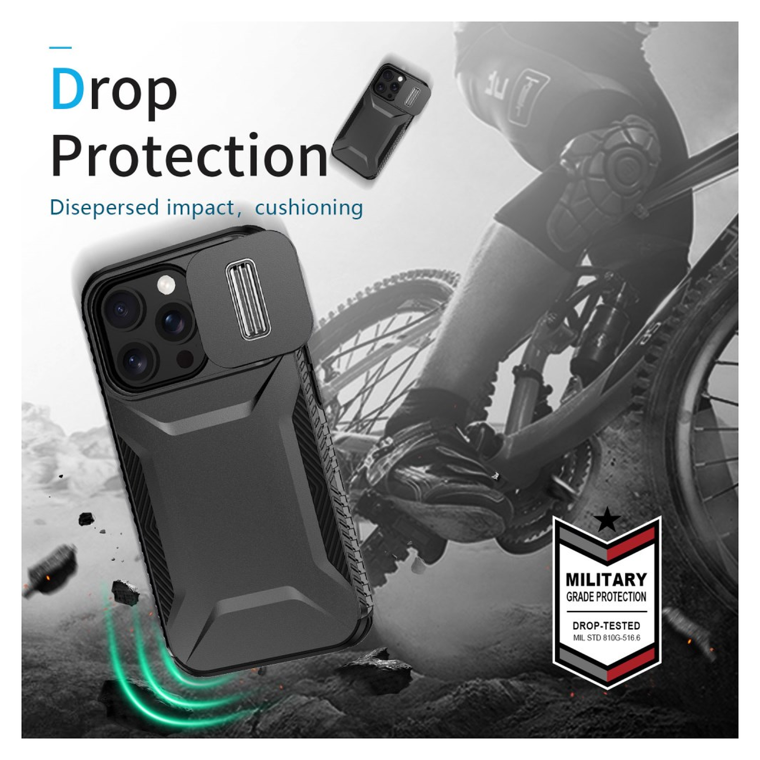 iPhone 14 Pro Max Hoesje Camera Slider Back Cover Schokbestendig Zwart afbeelding 6