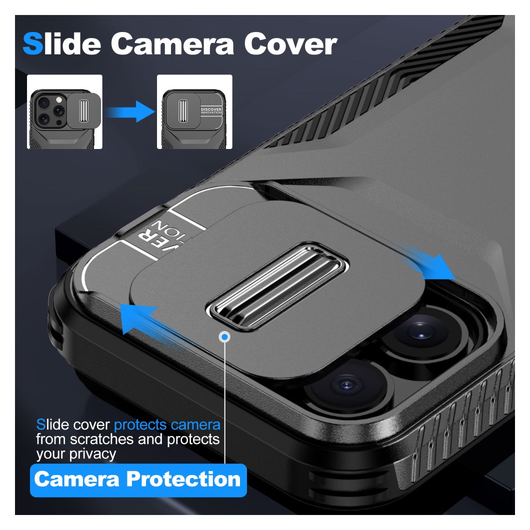 iPhone 14 Pro Max Hoesje Camera Slider Back Cover Schokbestendig Zwart afbeelding 8