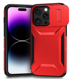 iPhone 14 Pro Max Hoesje Camera Slider Back Cover Schokbestendig Rood