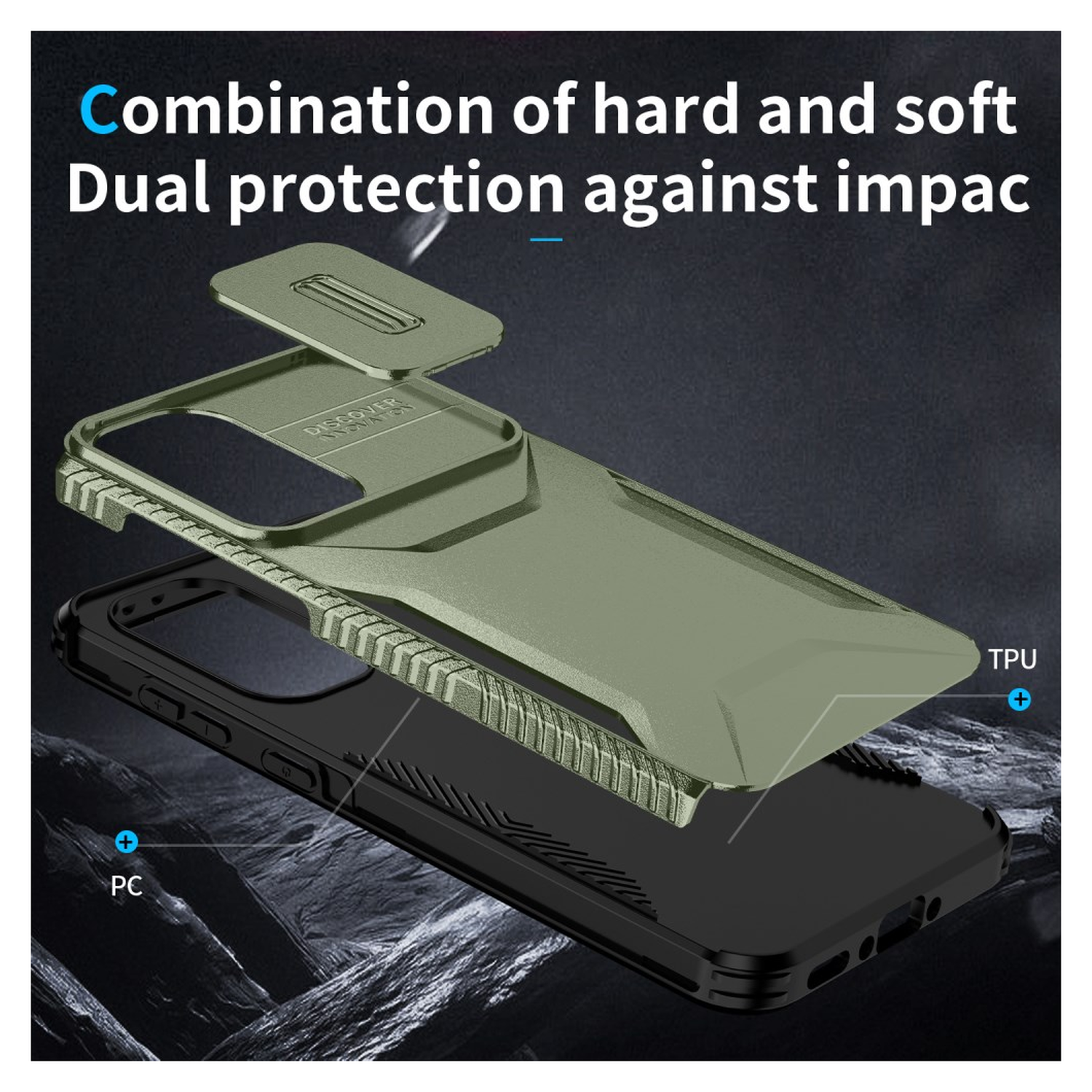 Samsung Galaxy A56 / A36 Hoesje Camera Slider Back Cover Schokbestendig Groen afbeelding 6