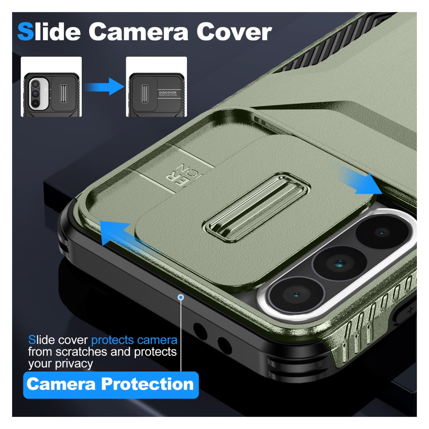 Samsung Galaxy A56 / A36 Hoesje Camera Slider Back Cover Schokbestendig Groen afbeelding 7