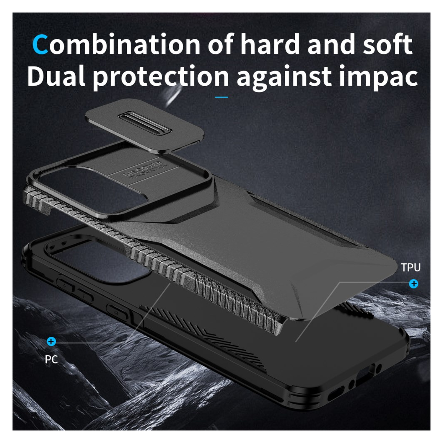 Samsung Galaxy A56 / A36 Hoesje Camera Slider Back Cover Schokbestendig Zwart afbeelding 6