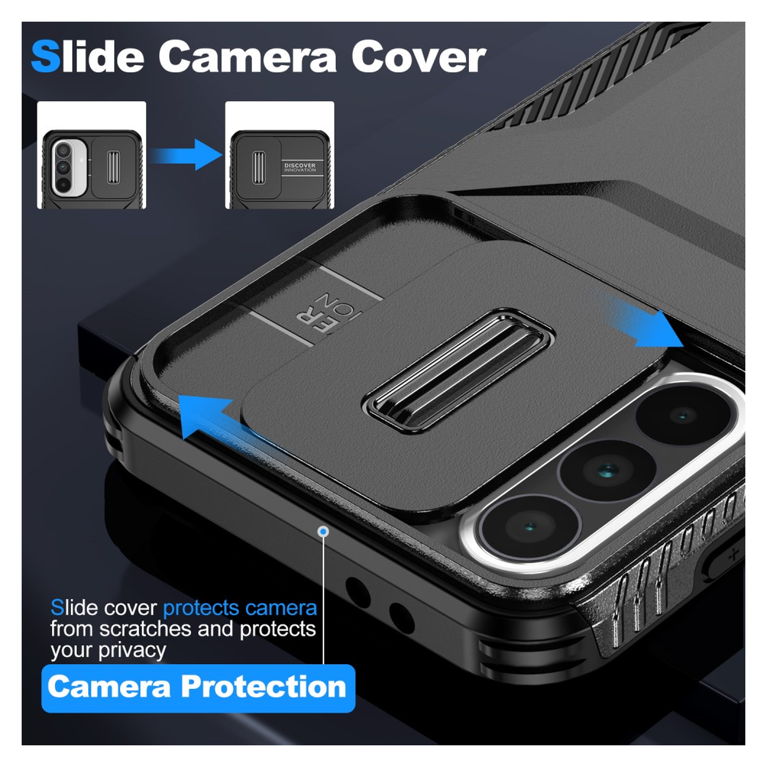 Samsung Galaxy A56 / A36 Hoesje Camera Slider Back Cover Schokbestendig Zwart afbeelding 7