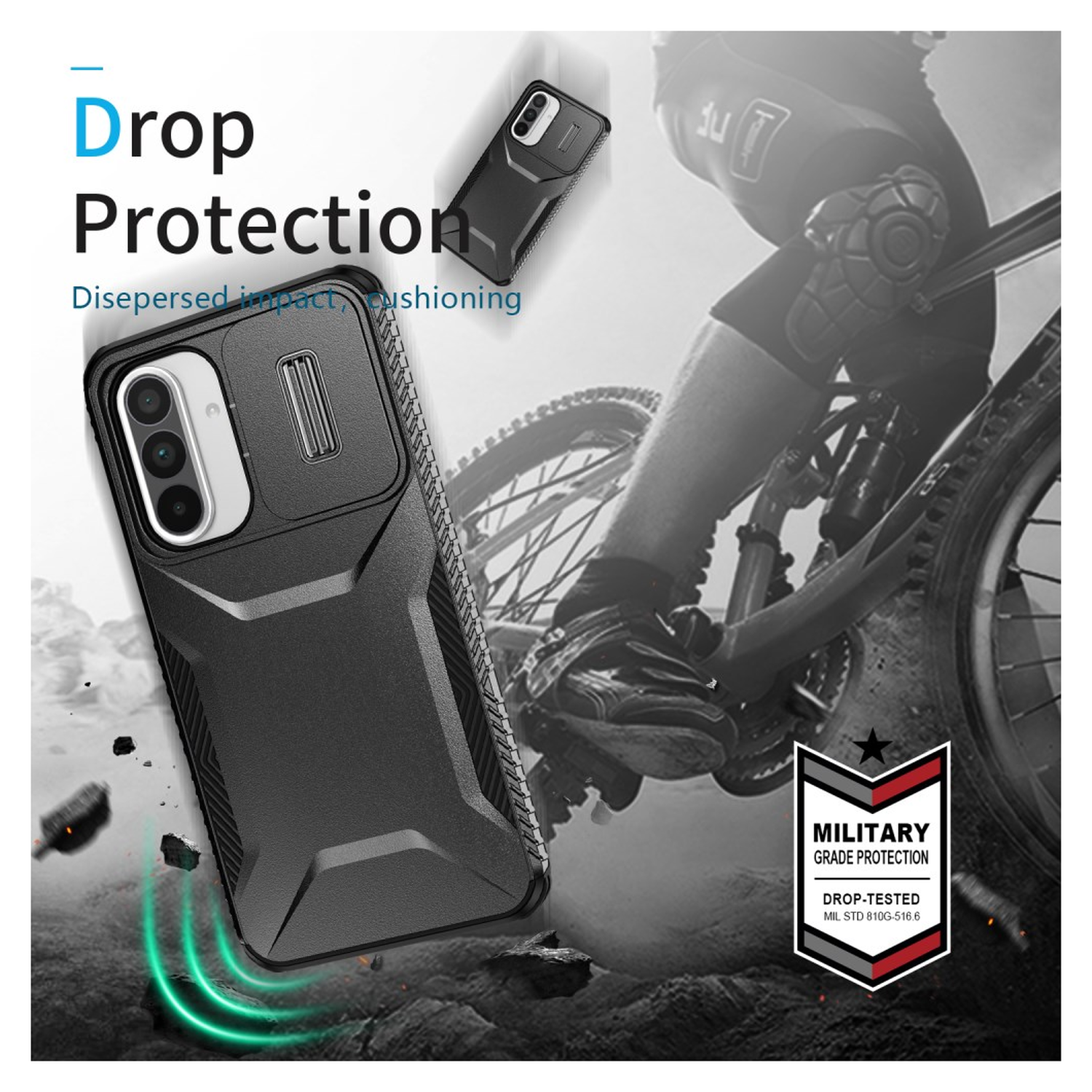 Samsung Galaxy A56 / A36 Hoesje Camera Slider Back Cover Schokbestendig Zwart afbeelding 8