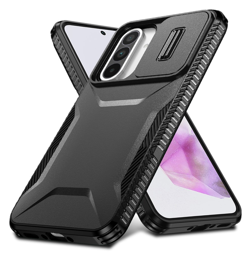 Samsung Galaxy A56 / A36 Hoesje Camera Slider Back Cover Schokbestendig Zwart afbeelding 2