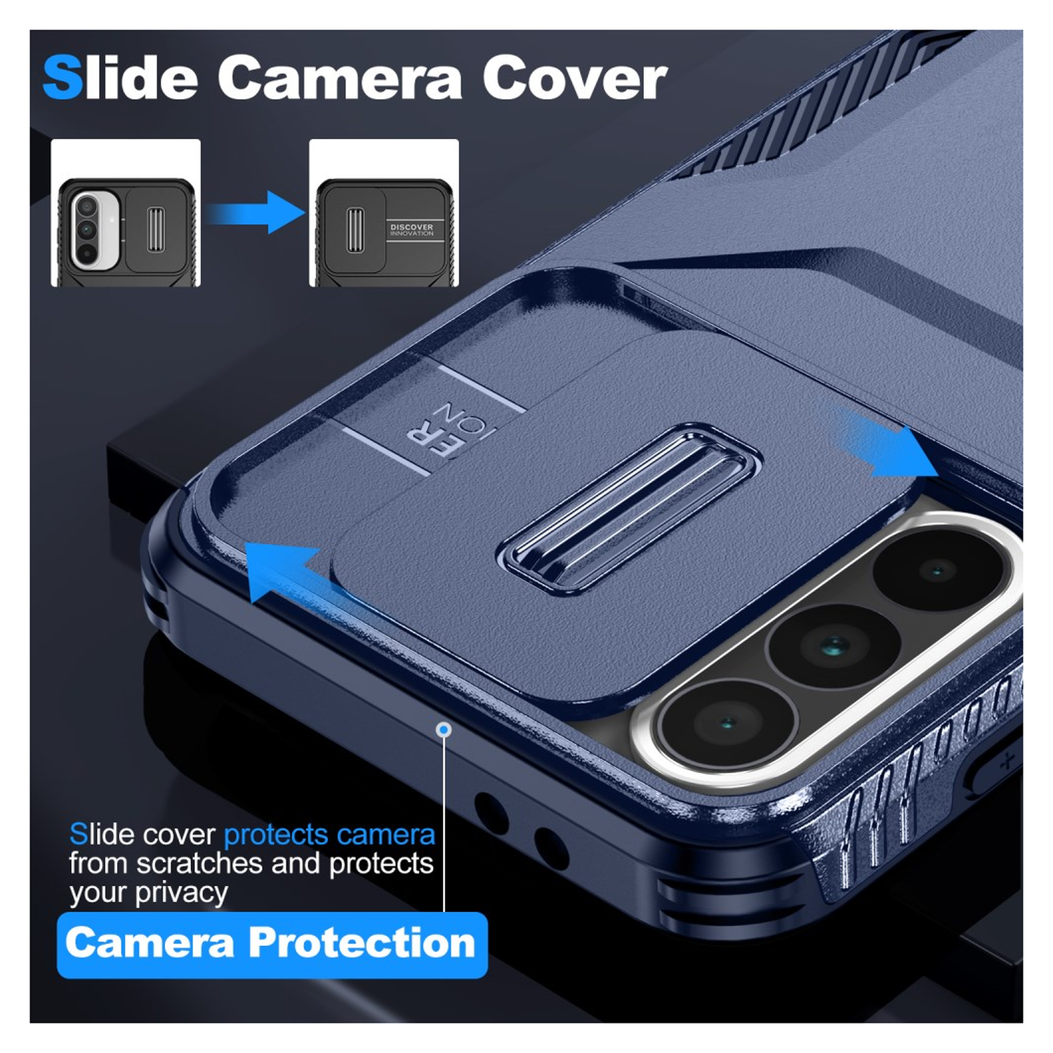 Samsung Galaxy A56 / A36 Hoesje Camera Slider Back Cover Schokbestendig Blauw afbeelding 7