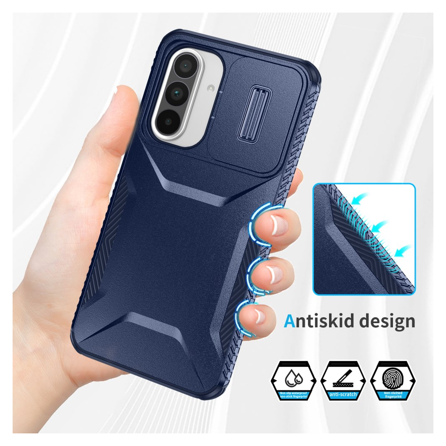 Samsung Galaxy A56 / A36 Hoesje Camera Slider Back Cover Schokbestendig Blauw afbeelding 9