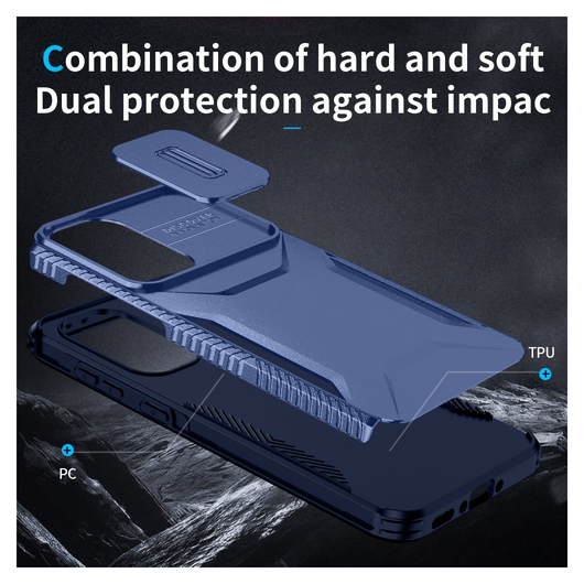 Samsung Galaxy A56 / A36 Hoesje Camera Slider Back Cover Schokbestendig Blauw afbeelding 6