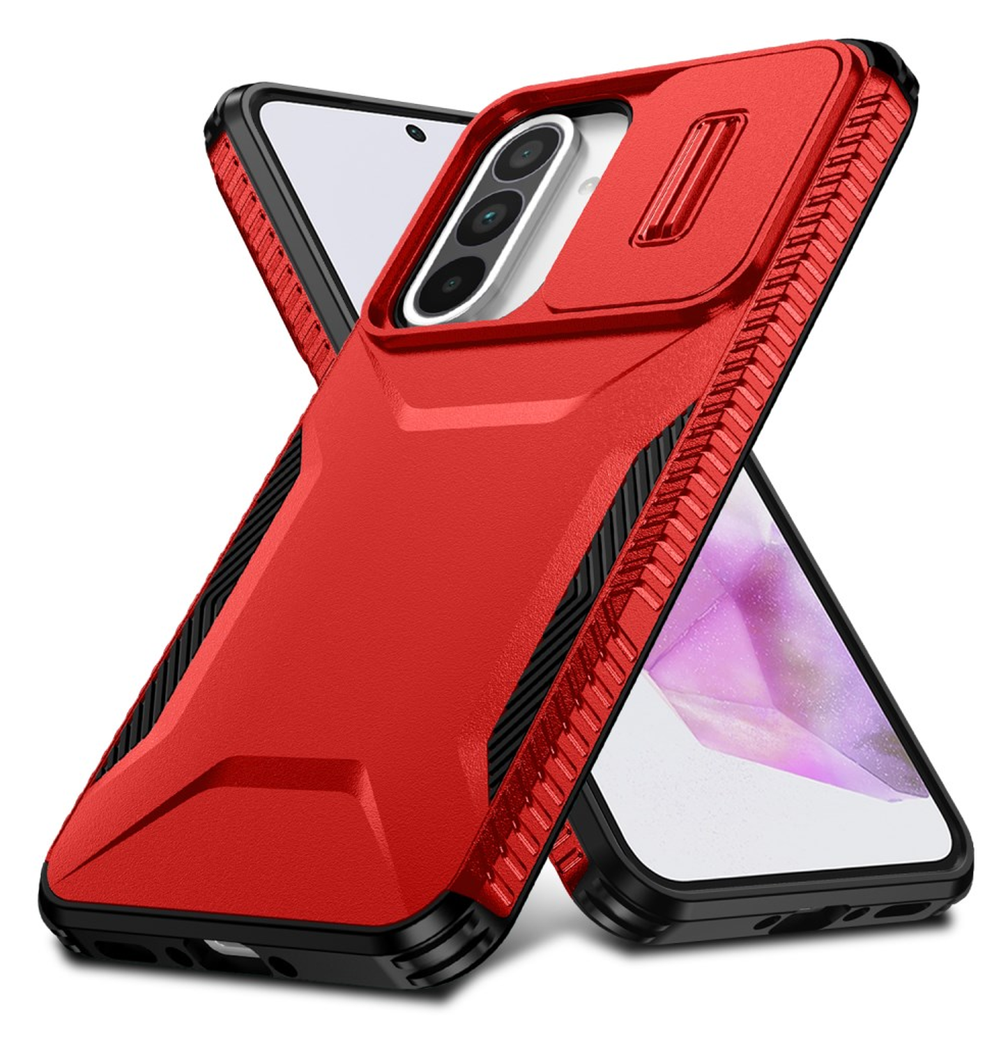 Samsung Galaxy A56 / A36 Hoesje Camera Slider Back Cover Schokbestendig Rood afbeelding 2