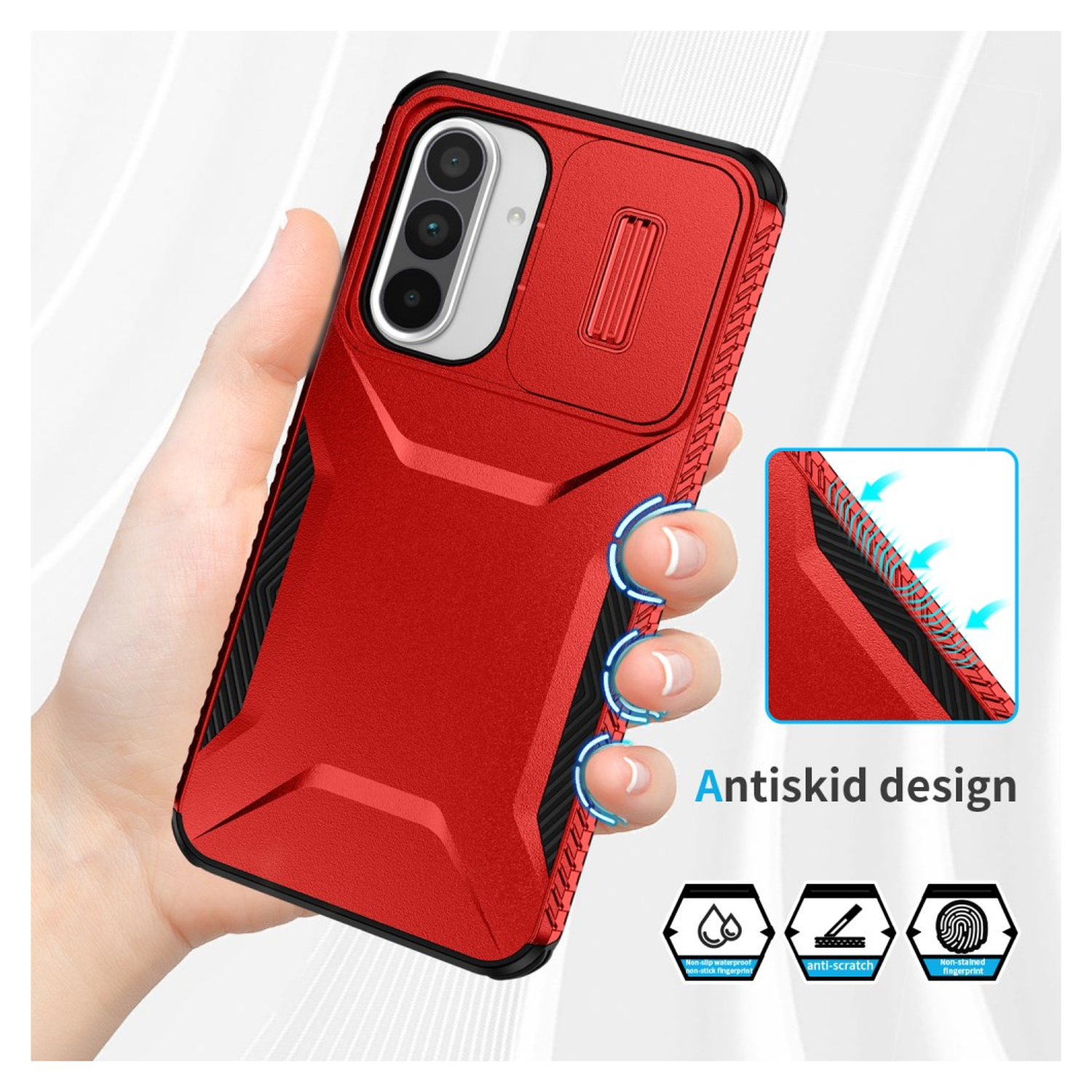 Samsung Galaxy A56 / A36 Hoesje Camera Slider Back Cover Schokbestendig Rood afbeelding 9