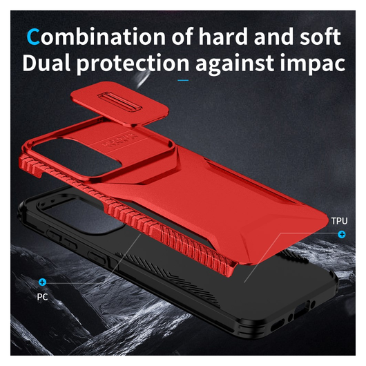 Samsung Galaxy A56 / A36 Hoesje Camera Slider Back Cover Schokbestendig Rood afbeelding 6