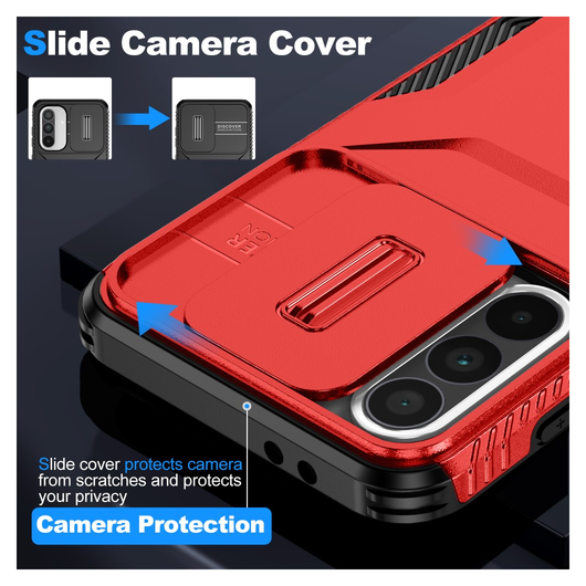 Samsung Galaxy A56 / A36 Hoesje Camera Slider Back Cover Schokbestendig Rood afbeelding 7