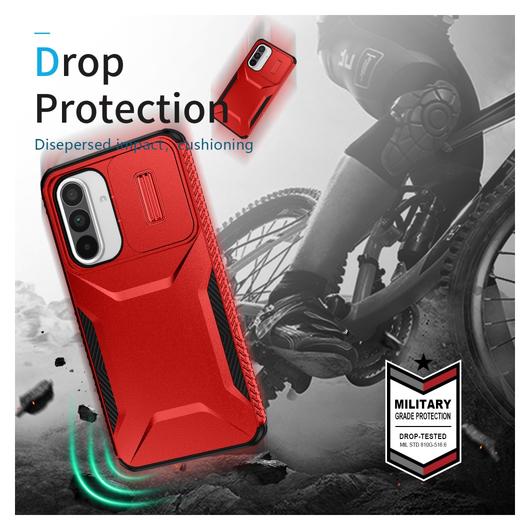 Samsung Galaxy A56 / A36 Hoesje Camera Slider Back Cover Schokbestendig Rood afbeelding 8