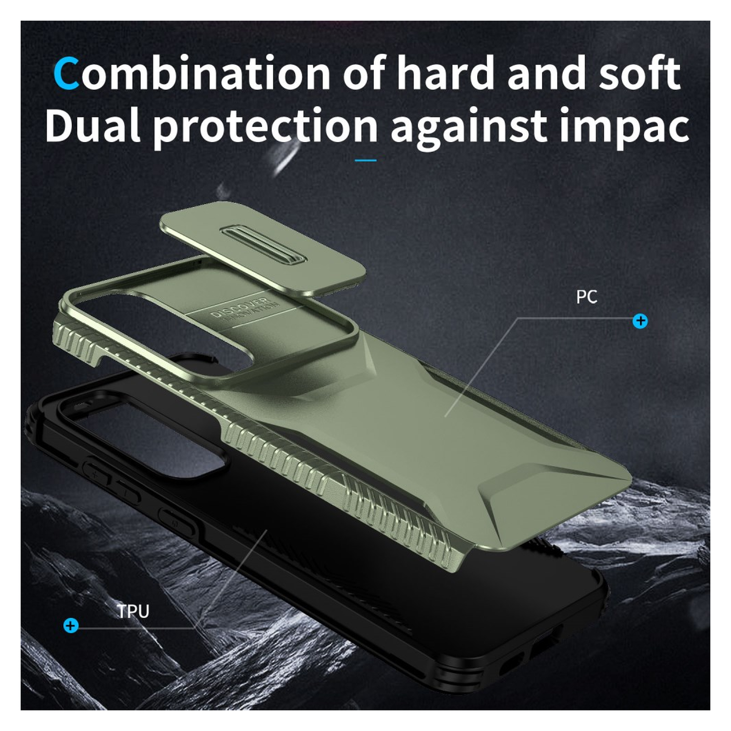 Samsung Galaxy S25 / S24 Hoesje Camera Slider Back Cover Schokbestendig Groen afbeelding 8