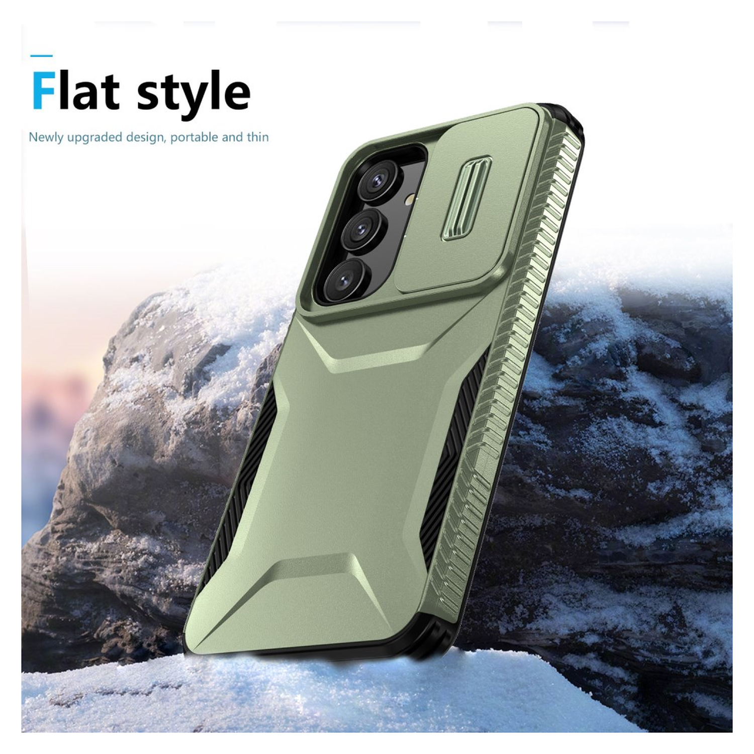 Samsung Galaxy S25 / S24 Hoesje Camera Slider Back Cover Schokbestendig Groen afbeelding 9