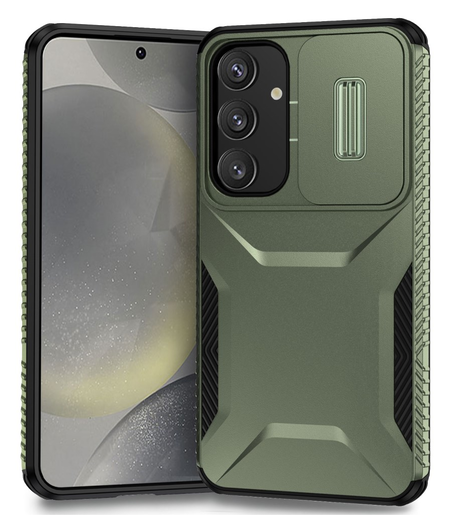 Samsung Galaxy S25 / S24 Hoesje Camera Slider Back Cover Schokbestendig Groen afbeelding 1