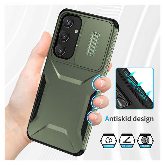 Samsung Galaxy S25 / S24 Hoesje Camera Slider Back Cover Schokbestendig Groen afbeelding 7