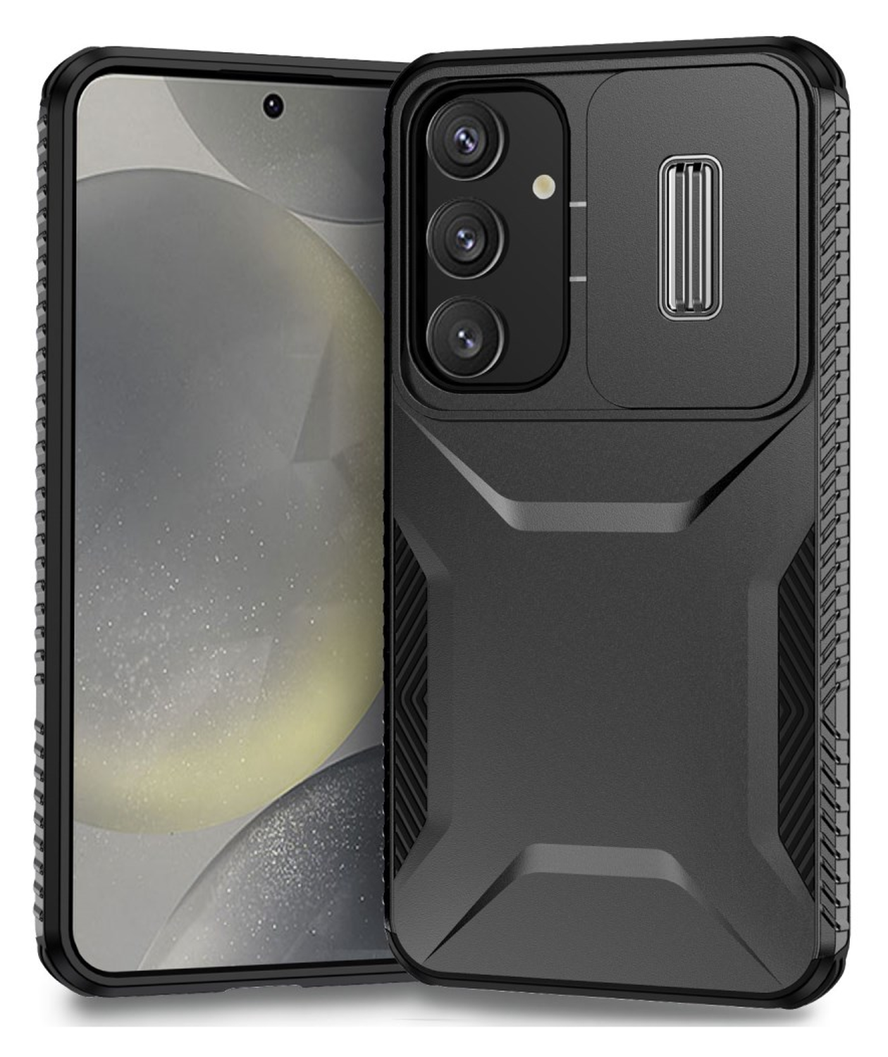 Samsung Galaxy S25 / S24 Hoesje Camera Slider Back Cover Schokbestendig Zwart afbeelding 1