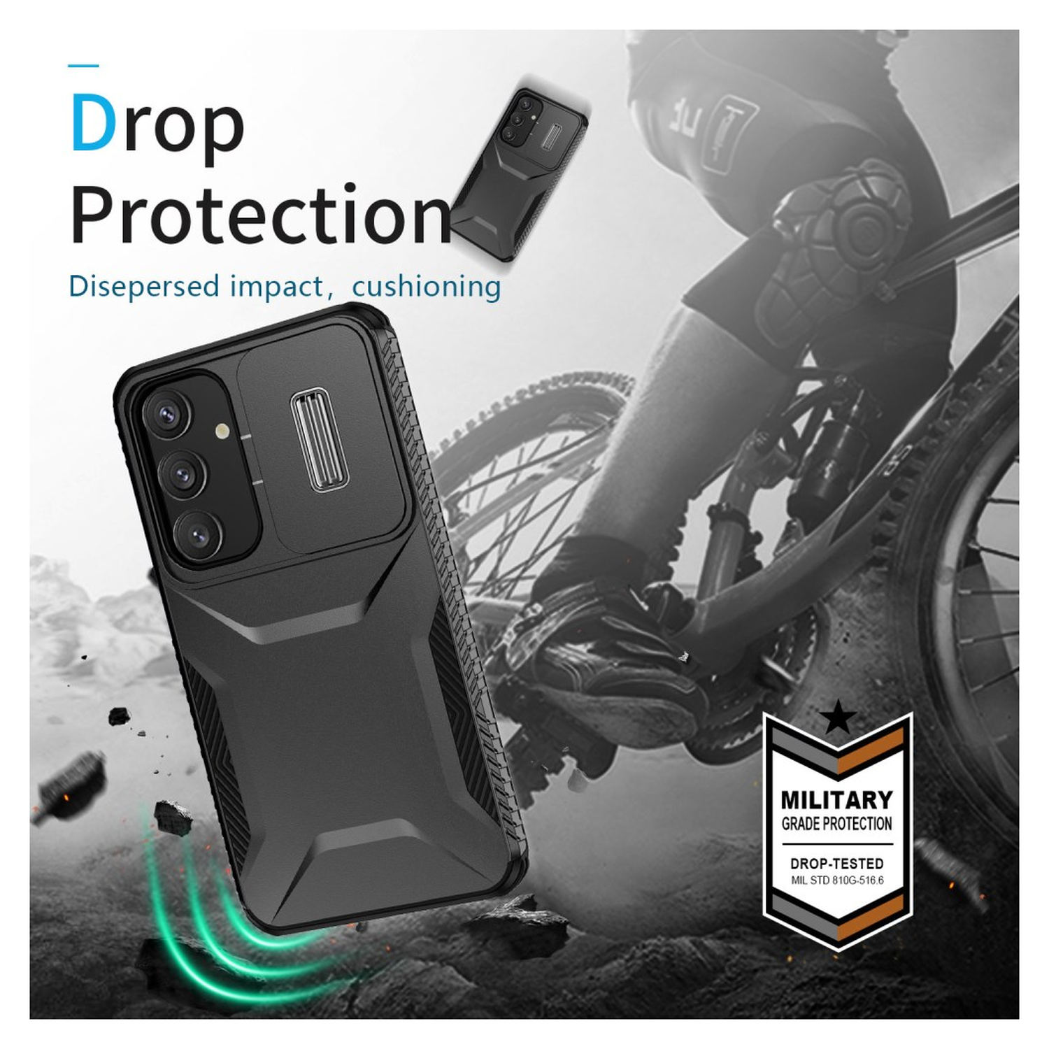 Samsung Galaxy S25 / S24 Hoesje Camera Slider Back Cover Schokbestendig Zwart afbeelding 5