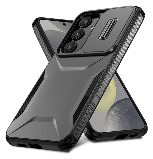 Samsung Galaxy S25 / S24 Hoesje Camera Slider Back Cover Schokbestendig Zwart afbeelding 2