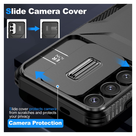 Samsung Galaxy S25 / S24 Hoesje Camera Slider Back Cover Schokbestendig Zwart afbeelding 4