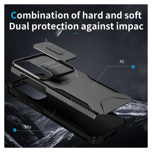 Samsung Galaxy S25 / S24 Hoesje Camera Slider Back Cover Schokbestendig Zwart afbeelding 7