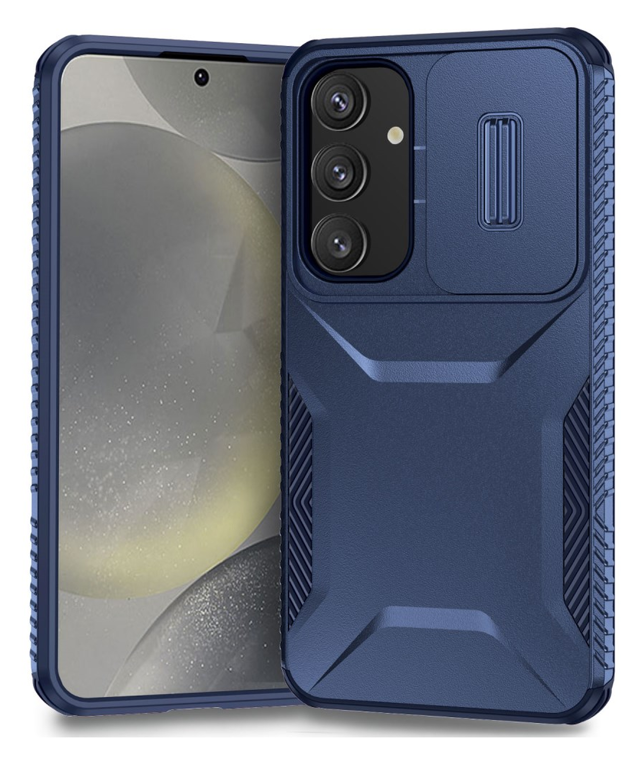 Samsung Galaxy S25 / S24 Hoesje Camera Slider Back Cover Schokbestendig Blauw afbeelding 1